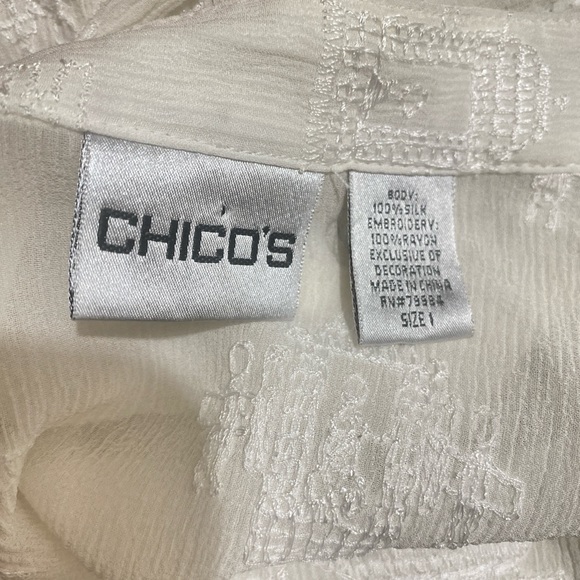 Chico’s Embroidered Silk Tunic Sz 1 (M) - Picture 6 of 11